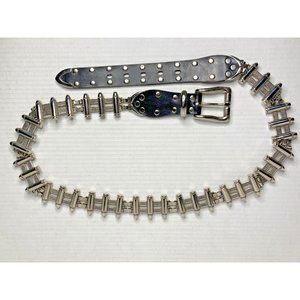 Vintage Leather Bullet Waist Belt Metal XXL 44-46 Goth Punk Biker